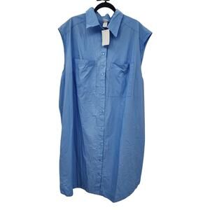 New NWT Casual Comfort Sleeveless Midi Dress Blue 100% Cotton XL